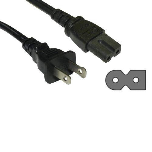 Kentek Polarized Two Prongs 2 Prong US AC Power Cord NEMA1-15P/IEC320 C7 18 AWG 10A 125V Black