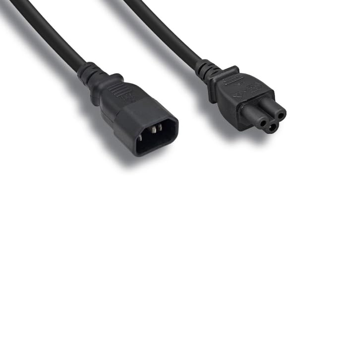 Kentek 18 AWG 3 Prong Power Cable Cord IEC-60320 C14 to C5 10A/300V SJT Black