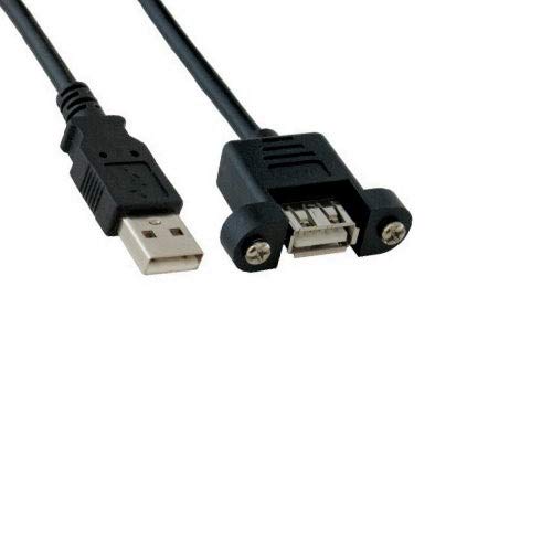 Kentek USB 2.0 Panel-Mount Extension Cable 28 AWG Type A Male to Female M/F High Speed Data Transfer Sync Charge Power Extender Cord for PC HDD Printer Modem Camera Face Wall Plate