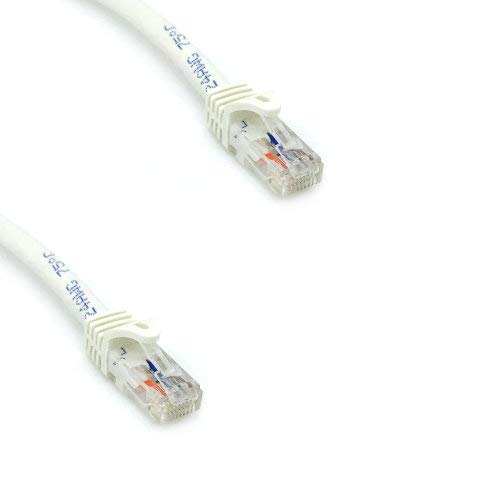 KENTEK CAT6A UTP Patch Cable 24 AWG 600 MHz 10G 10Gbps Category 6a Unshielded Twisted Pair Snagless Molded Boot Ethernet RJ45 Network Internet Cord White