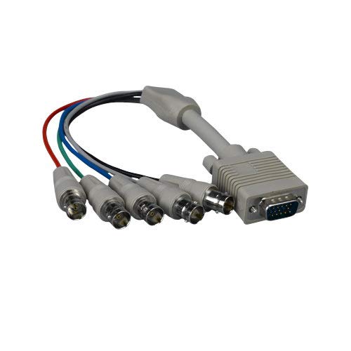 Kentek 1 Feet FT VGA HD15 Male to 5-BNC RGBHV Female M/F High Resolution Video Monitor Extension Cable Converter Adapter Gray 24 AWG