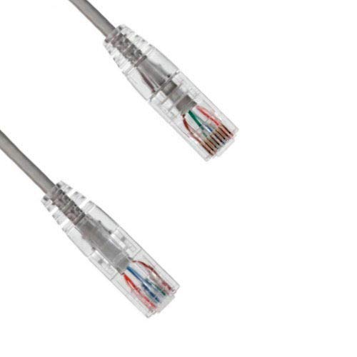 KENTEK CAT6 UTP Slim Patch Cable 28 AWG 550 MHz Category 6 Unshielded Twisted Pair Clear Connector Snagless Molded OD 3.6MM Ethernet RJ45 Network Internet Cord Gray