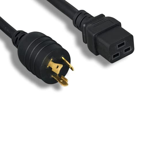 Kentek NEMA L5-20P to IEC-60320 C19 Power Cable 12 AWG 20A/125V SJT Locking for Network, PDU, UPS