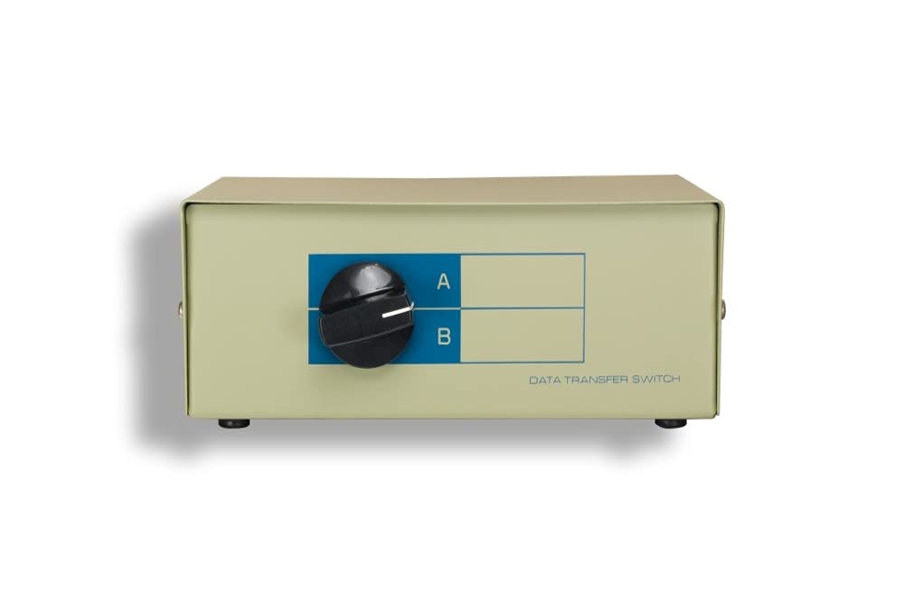 Kentek DB9 Male 2 Way Manual Data Switch Box RS-232 D-Sub 9 Pin I/O AB Port for PC MAC to Peripherals Devices Printer