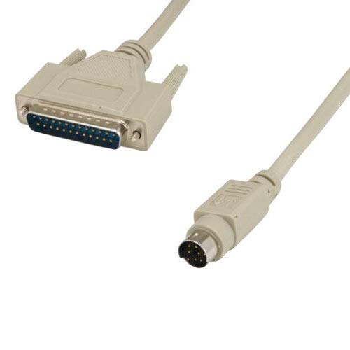KENTEK 6 Feet FT Mini DIN8 to DB25 Imagewriter I Printer Cable Cord 28 AWG Molded Serial RS-232 MDIN 8 to 25 Pin Male to Male M/M