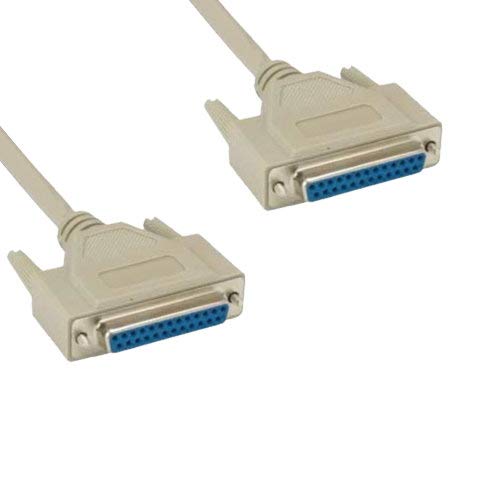 KENTEK 6 Feet FT DB25 25 Pin Serial Printer Extension Connector Cable Cord 28 AWG Female to Female F/F Molded Straight-Through RS-232 Port Beige for PC Mac Linux Modem