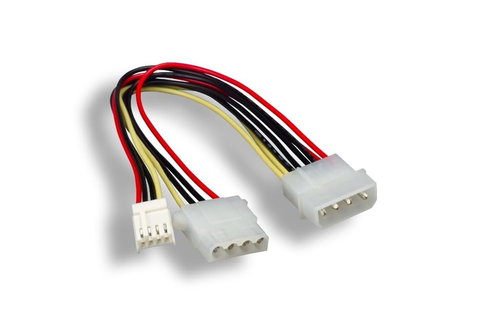 KENTEK 8 Inch 8" 4 Pin Molex 5.25 Male to 4 Pin 3.5 Floppy Drive FDD Female & 4 Pin Molex 5.25 Female Y-Splitter M/F IDE DC Internal Computer PC Power Cable Adapter Cord