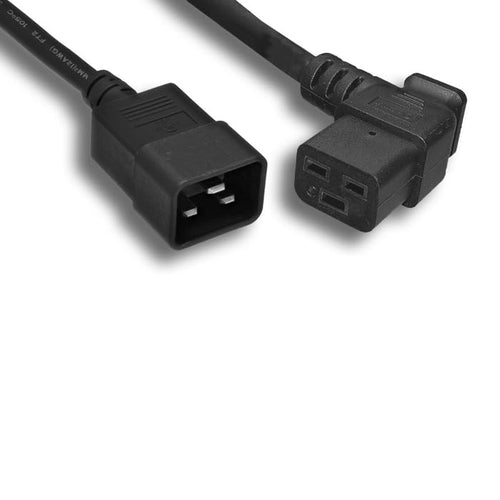 Kentek 12 AWG AC Power Cable Cord Left Angled C19 to C20 20A/250V SJT Server Black