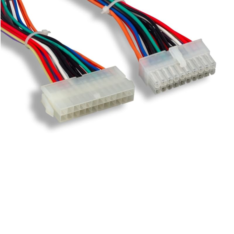 KENTEK 6 Inch 6" 24 Pin Power Supply Male (with Solid Pin) to 20 Pin Motherboard Female (with Hollow Pin) Main Connector Converter Extension DC Internal Computer PC ATX Power Cable Adapter Cord