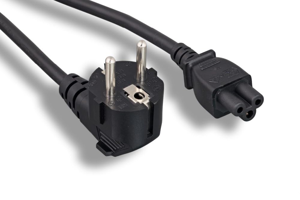 Kentek 6 Feet Ft 3 Prongs AC Power Cord IEC320 C5 to EU Europe CEE 7/7 Schuko 90ï¿½ï¿½ 2 prongs AC Outlet Cable 18 AWG