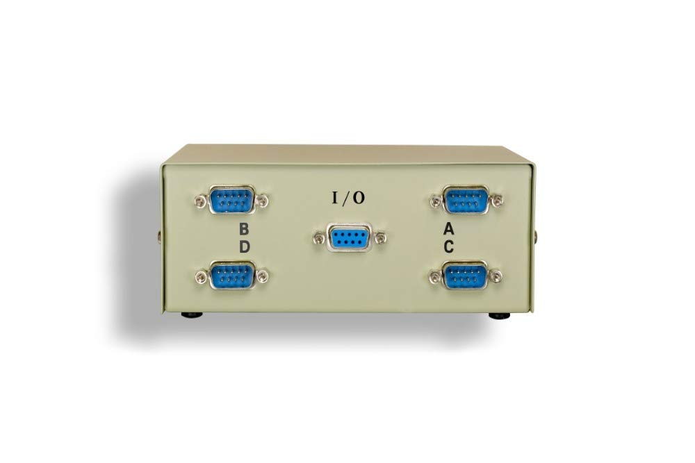 Kentek DB9 Male 4 Way Manual Data Switch Box RS-232 D-Sub 9 Pin I/O ABCD Port for PC MAC to Peripherals Devices Printer - Image 2