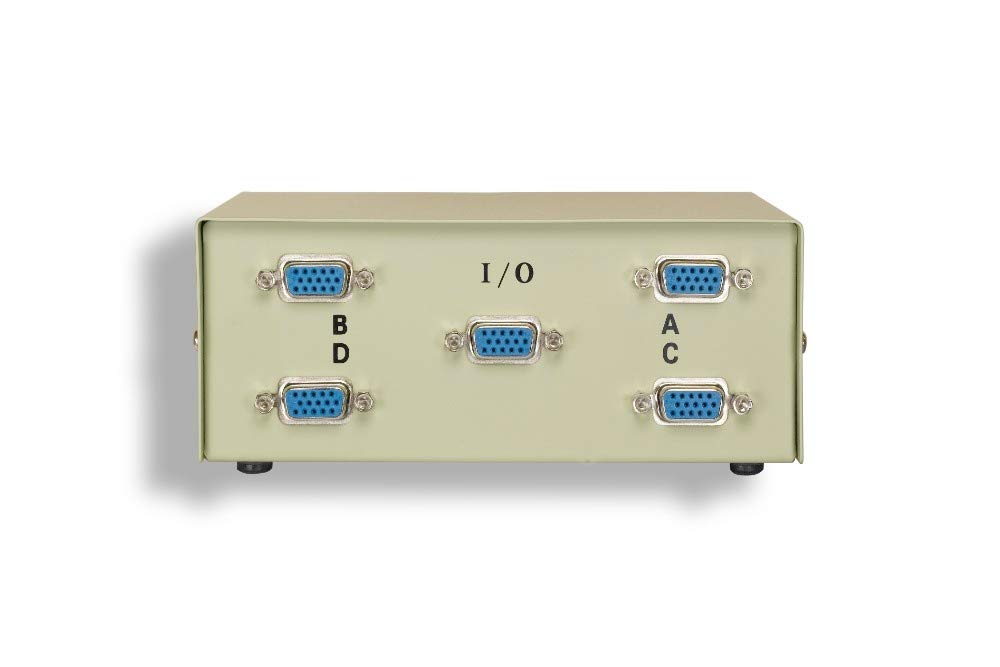 KENTEK VGA HD15 4 Way Manual Data Switch Box 15 Pin Female I/O ABCD Port for PC MAC to Video Display Monitors - Image 2