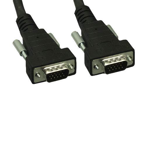 Kentek Plenum Rated CMP Super VGA SVGA HD15 15 Pin Male to Male M/M Video Cable Cord 3 Mini-Coax Triple Shielded Molded Black