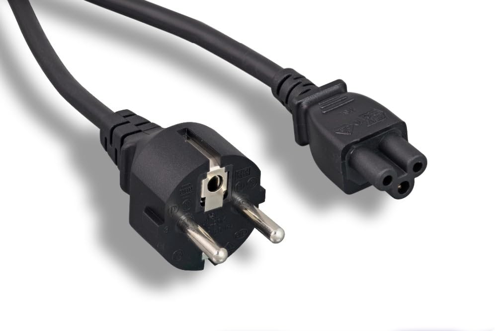 Kentek 6 Feet Ft 3 Prongs AC Power Cord IEC320 C5 to EU European CEE 7/7 Schuko AC Outlet Cable 18 AWG for Notebook PC