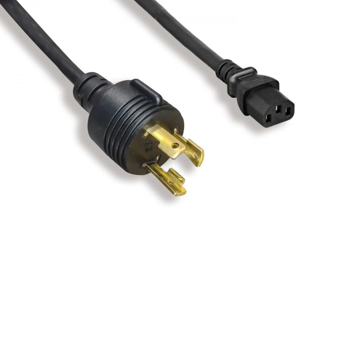 Kentek 14 AWG Power Cable Cord NEMA L6-30P to IEC-603203 C13 15A/300V SJT Black