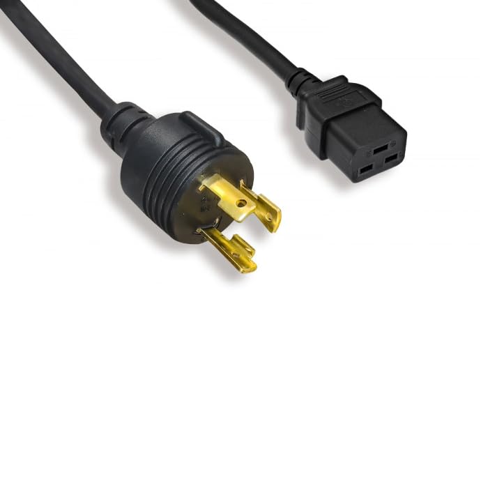 Kentek 12 AWG Power Cable Cord NEMA L6-30P to IEC-60320 C19 15A/300V SJT Black
