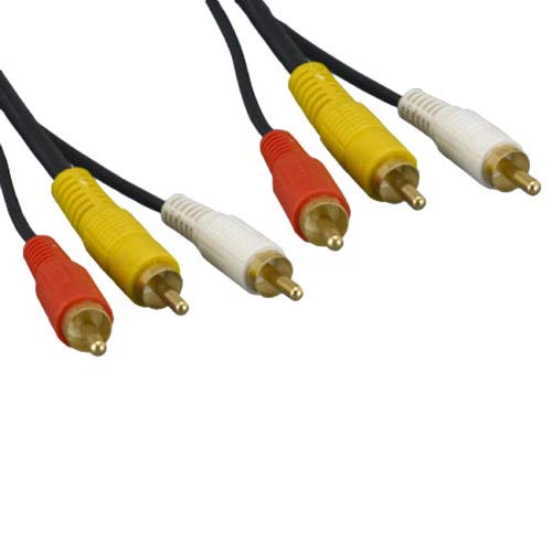 KENTEK RCA YRW Yellow Red White Gold Plated Connector Male to Male M/M Cable Cord for Video Audio for PC TV Monitor Entertainment System