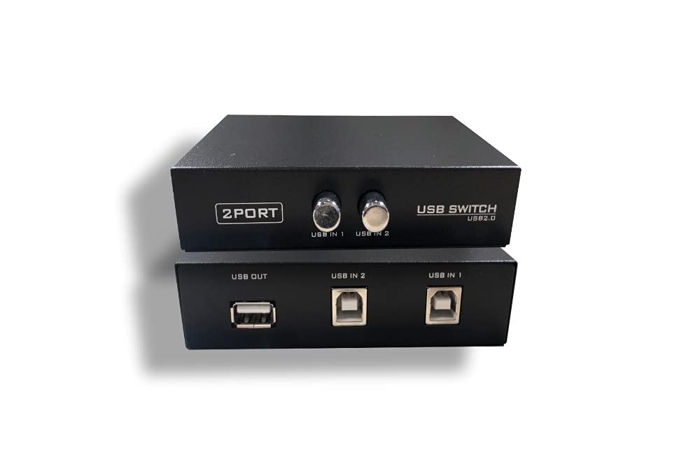 Kentek USB Type A to B 2 Way Manual Data Switch Box Push Button Style I/O AB Female Port for PC MAC Peripherals Devices Printer