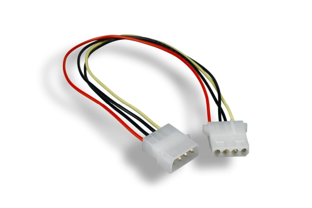Kentek 12 Inch 12" 4 Pin Molex 5.25 Male to 4 Pin Molex 5.25 Female M/F IDE DC Internal Computer PC Power Cable Adapter Cord Extension