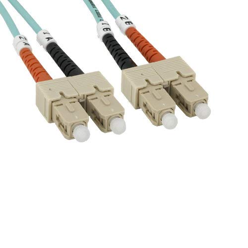 KENTEK Fiber Optic Cable SC to SC SC/SC 10GB OM3 2.0mm OD Multi-Mode Duplex 50/125 Aqua Fiber Patch Cord Ethernet