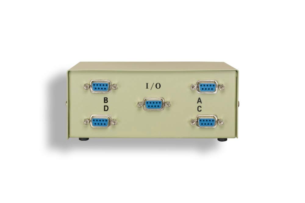 Kentek DB9 Female 4 Way Manual Data Switch Box RS-232 D-Sub 9 Pin I/O ABCD Port for PC MAC to Peripherals Devices Printer - Image 2