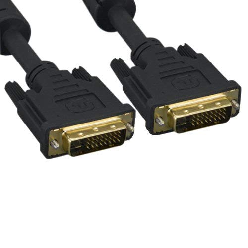 Kentek 25 feet FT DVI Digital 24+1 pin Dual Link DVI-D Male to Male Gold Plated 24 AWG with EMI Ferrite Filters Cable Cord Black Monitor HDTV PC MAC TV LCD