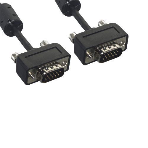Kentek Slim Super VGA SVGA HD15 15 Pin Male to Male M/M Video Cable Cord EMI Filter Ferrite Mini-Coax Triple Shielded Molded for PC HDTV Monitor Black