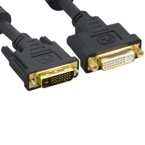 Kentek DVI Digital 24+1 pin Dual Link DVI-D Male to Female Gold Plated 28 AWG with EMI Ferrite Filters Extension Cable Cord Black Monitor HDTV PC MAC TV LCD