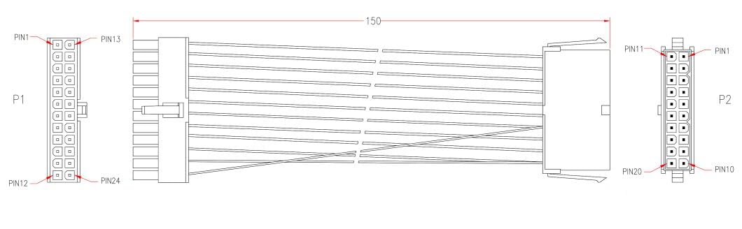 KENTEK 6 Inch 6" 20 Pin Power Supply Male (with Solid Pin) to 24 Pin Motherboard Female (with Hollow Pin) Main Connector Converter Extension M/F DC Internal Computer PC ATX Power Cable Adapter Cord - Image 2