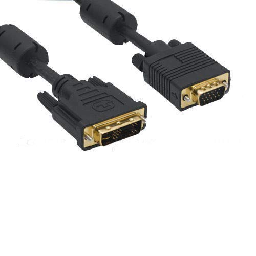 Kentek DVI Analog 12+5 pin DVI-A Male to HD-15 HD15 VGA Male 28 AWG with EMI Ferrite Filters Cable Cord Black Monitor PC MAC TV LCD