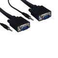 Kentek Super VGA SVGA HD15 15 Pin Video with 3.5mm AUX Audio Combo Cable Cord 28 AWG Male to Male M/M Mini-Coax Twisted Pairs Molded Black TV PC MAC Monitor
