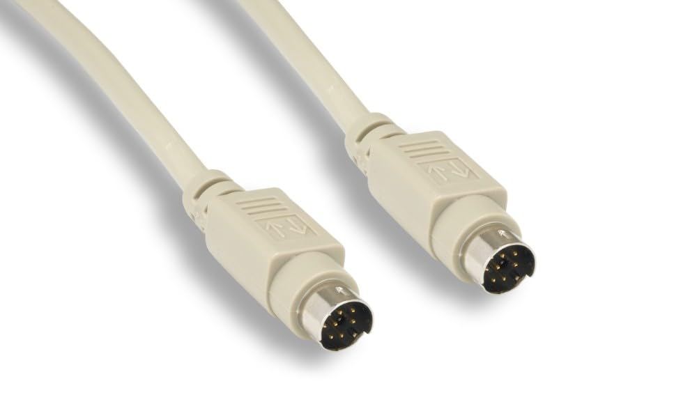 KENTEK Mini DIN8 Cable Cord 28 AWG Molded Serial RS-232 MDIN 8 Pin Male to Male M/M for Peripheral Device