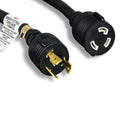 Kentek NEMA L5-30P to L5-30R Power Extension Cable 10 AWG 30A/125V SJT Locking Heavy-Duty Heavy-Gauge