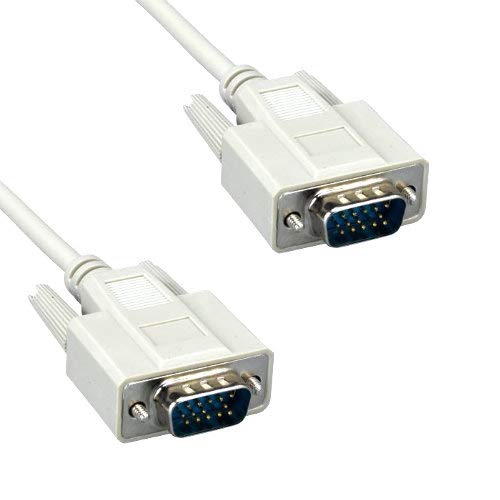 KENTEK Standard VGA HD15 Male to Male M/M Video Cable Cord 28 AWG Molded for PC MAC TV Monitor Legacy Equipment 14C 14 Pin Gray