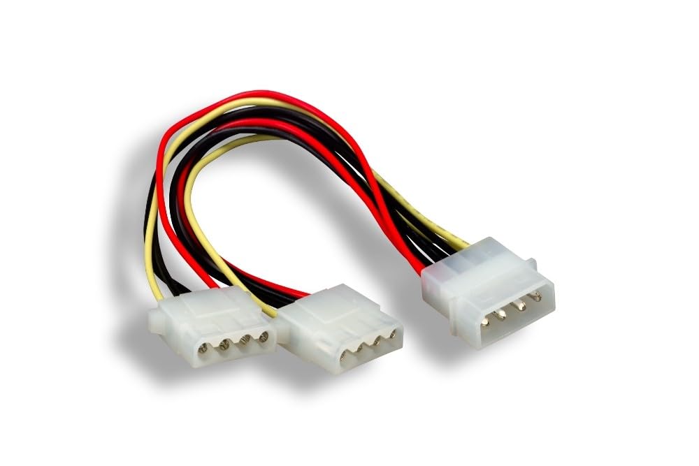 KENTEK 8 Inch 8" 4 Pin Molex 5.25 Male to 2 X 4 Pin Molex 5.25 Female Y-Splitter M/F IDE DC Internal Computer PC Power Cable Adapter Cord