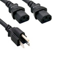 Kentek Power Extension Y Cable NEMA5-15P to 2X IEC-60320 C13 Power Splitter 18 AWG 10A/125V SJT