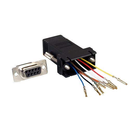 KENTEK Black D-Sub Modular Adapter DB9 Female to RJ45 RJ-45 Female F/F Serial Jack Plug Console Networking Ethernet Cat5E Cat6