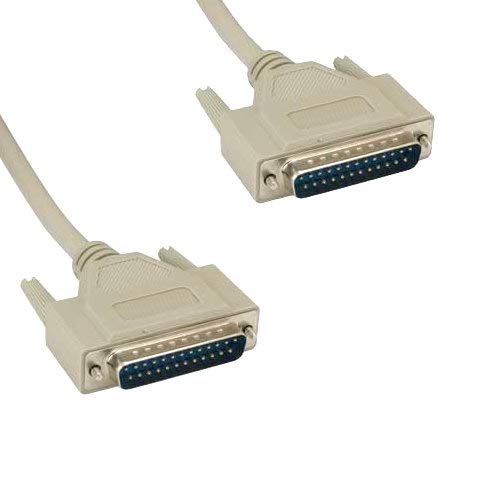KENTEK DB25 25 Pin Serial Printer Cable Cord 28 AWG Male to Male M/M Molded Straight-Through RS-232 Port Beige for PC Mac Linux Modem
