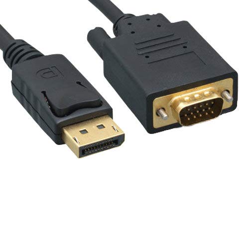 Kentek DisplayPort Display Port to VGA HD15 Male to Male M/M Cable Cord 28 AWG Black DP for LCD CRT Projector Display