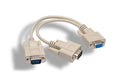 KENTEK 6 Inch in DB9 Female to 2X DB9 Male Extension Y Splitter Cable Cord 9 Pin Serial RS-232 28 AWG Female to 2X Male F/Mx2 Molded Straight-Through D-Sub Port Beige for PC Mac Linux Data