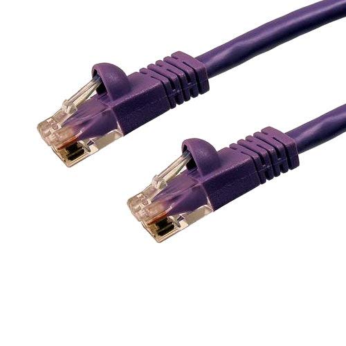 KENTEK CAT6 UTP Patch Cable 24 AWG 550 MHz Category 6 Unshielded Twisted Pair Short Body Connector Snagless Molded Boot Ethernet RJ45 Network Internet Cord Purple