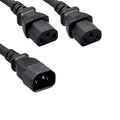 Kentek Power Cord 3 Prong Extension Y Cable IEC320 C14 to 2 X C13 Power Splitter 16 AWG 13A Black Heavy Duty