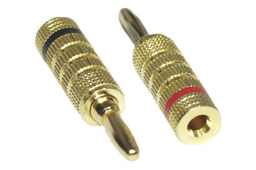 Kentek Pair of Speaker Audio Banana Plug Connector Closed Set Screw Type Gold Red Black for Audio Stereo System