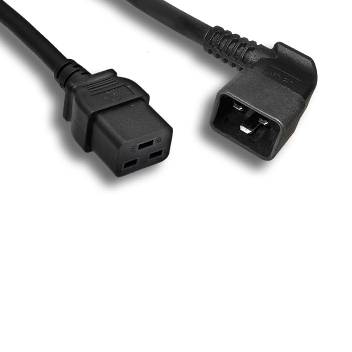 Kentek 12 AWG AC Power Cable Cord Left Angled C20 to C19 20A/250V SJT PDU/UPS Black