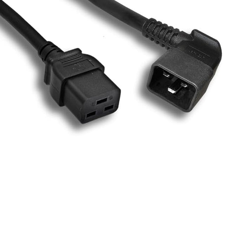 Kentek 12 AWG AC Power Cable Cord Left Angled C20 to C19 20A/250V SJT PDU/UPS Black