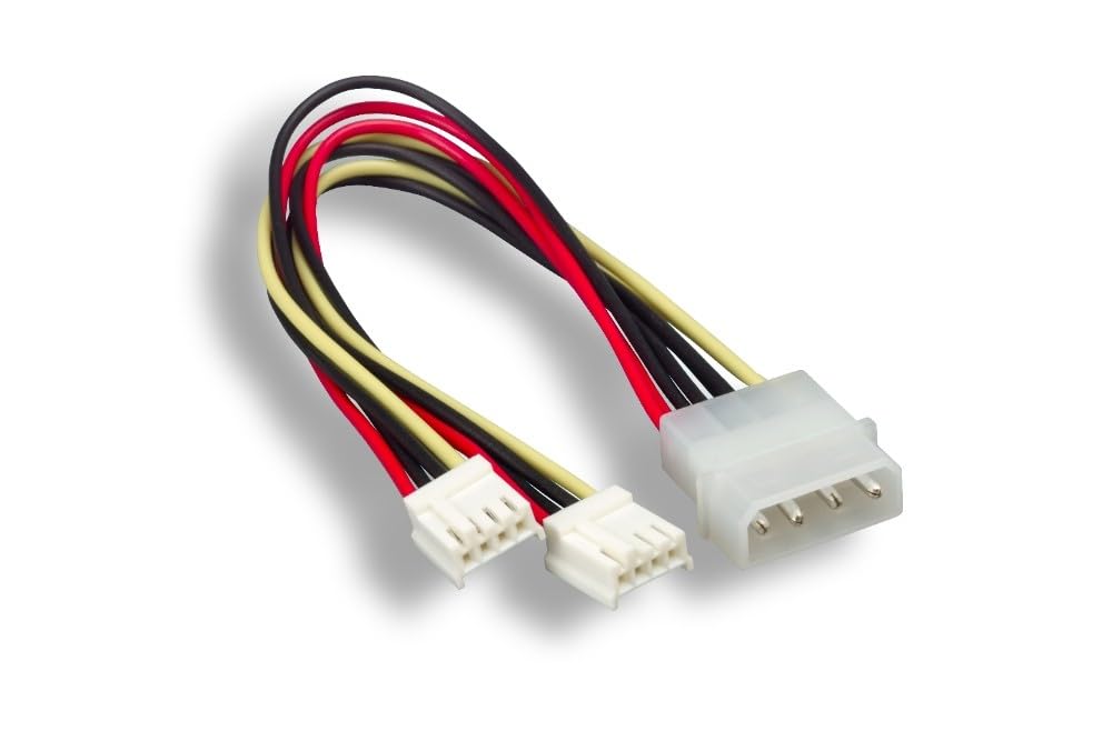 KENTEK 8 Inch 8" 4 Pin Molex 5.25 Male to 2 X 4 Pin 3.5 Floppy Drive FDD Female Y-Splitter M/F IDE DC Internal Computer PC Power Cable Adapter Cord