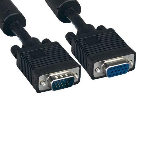 Kentek Super VGA SVGA HD15 15 Pin Video Extension Cable Male to Female M/F Cord 28 AWG EMI Filter Ferrite Mini-Coax Twisted Pairs Molded for PC TV Monitor Black