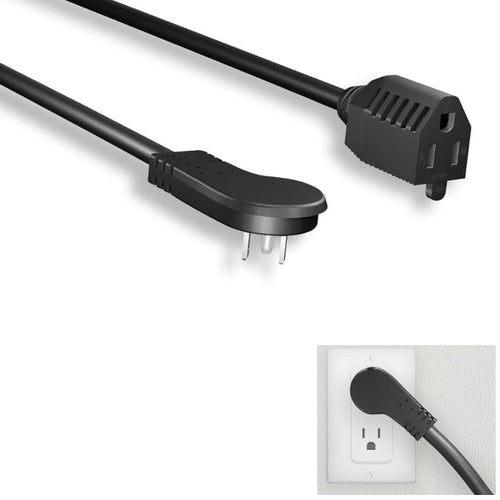 Kentek 16 AWG Low Profile Angled Power Extension Cable Cord NEMA 5-15P/R 13A/125V Black
