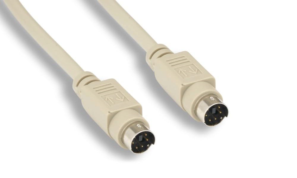 KENTEK Mini DIN6 MDIN6 PS/2 Keyboard Mouse Cable Cord 28 AWG Molded 6 Pin Male to Male M/M for PC Mac Linux
