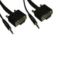 Kentek Slim Super VGA SVGA HD15 15 Pin Video with 3.5mm AUX Audio Slim Cable Cord Male to Male M/M Mini-Coax Twisted Pairs Molded Black TV PC MAC Monitor